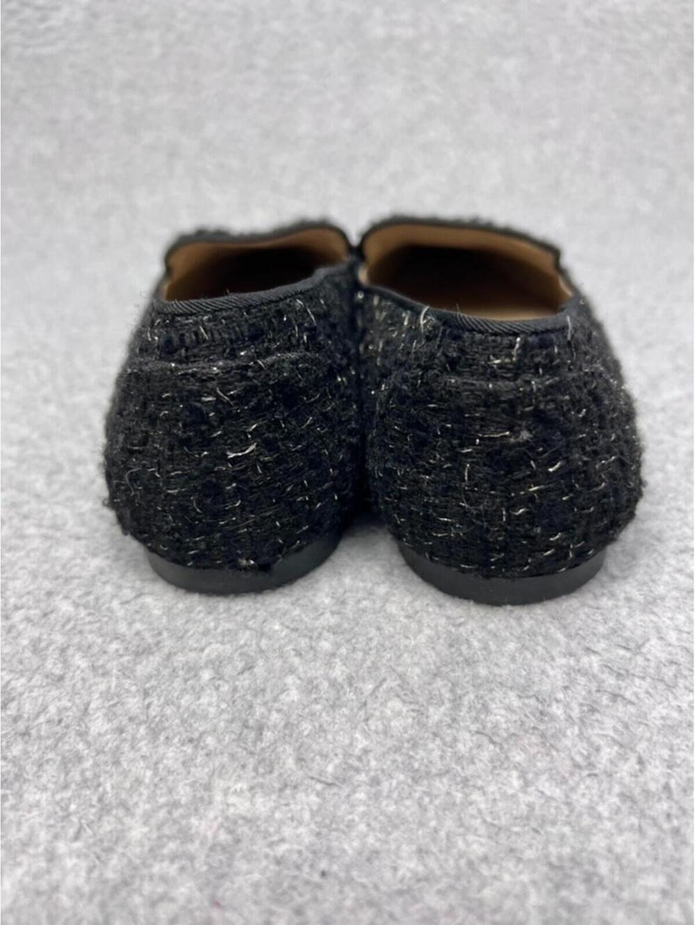Ann Taylor Black Tweed Nip Toe Flats Pointed Loafers Silver Sparkle Chic Size 6M - Picture 4 of 6
